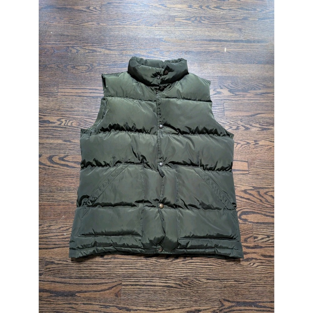 Men's Lands End Puffer Vest Size M 38-40 Down Quilted Olive Green Winter Snow